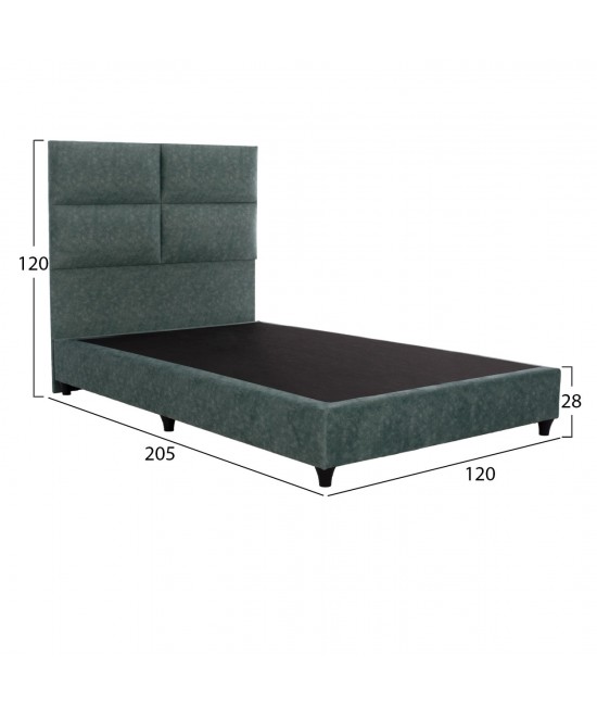 ΚΡΕΒΑΤΙ MILO ΑΠΟ ΠΡΑΣΙΝΟ ΥΦΑΣΜΑ τύπου NUBUCK HM646.27 ΓΙΑ ΣΤΡΩΜΑ 120x200 εκ.