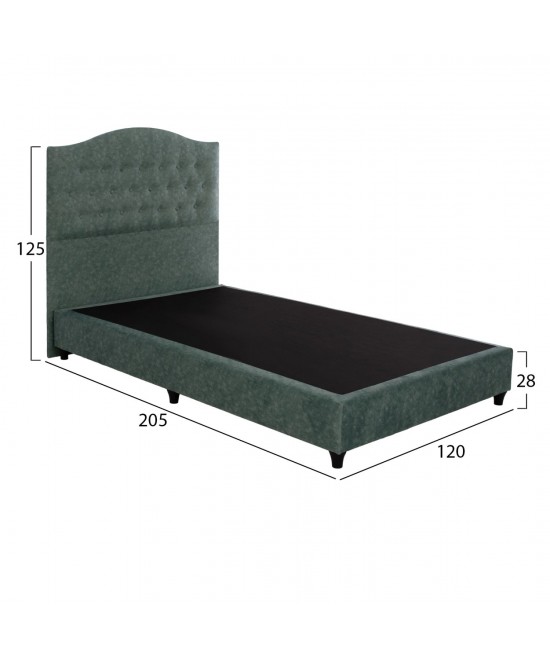ΚΡΕΒΑΤΙ MALENA ΑΠΟ ΠΡΑΣΙΝΟ ΥΦΑΣΜΑ τύπου NUBUCK, HM647.27 ΓΙΑ ΣΤΡΩΜΑ 120x200 εκ.