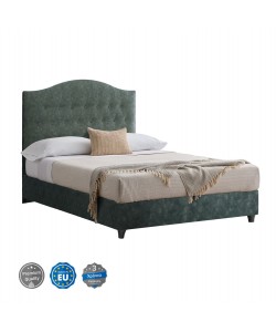 ΚΡΕΒΑΤΙ MALENA ΑΠΟ ΠΡΑΣΙΝΟ ΥΦΑΣΜΑ τύπου NUBUCK, HM647.27 ΓΙΑ ΣΤΡΩΜΑ 120x200 εκ.