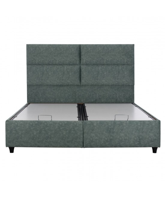 ΚΡΕΒΑΤΙ MILO ΜΕ ΑΠΟΘΗΚΕΥΤΙΚΟ ΠΡΑΣΙΝΟ ΥΦΑΣΜΑ τύπου NUBUCK HM622.07 ΓΙΑ ΣΤΡΩΜΑ 160x200 εκ.
