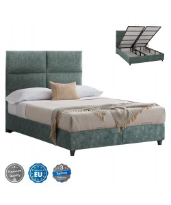 ΚΡΕΒΑΤΙ MILO ΜΕ ΑΠΟΘΗΚΕΥΤΙΚΟ ΠΡΑΣΙΝΟ ΥΦΑΣΜΑ τύπου NUBUCK HM622.07 ΓΙΑ ΣΤΡΩΜΑ 160x200 εκ.