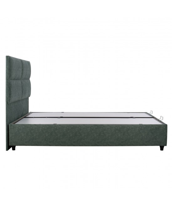 ΚΡΕΒΑΤΙ MILO ΜΕ ΑΠΟΘΗΚΕΥΤΙΚΟ ΠΡΑΣΙΝΟ ΥΦΑΣΜΑ τύπου NUBUCK HM622.07 ΓΙΑ ΣΤΡΩΜΑ 160x200 εκ.