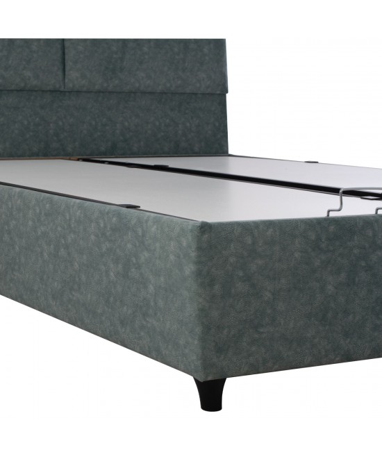 ΚΡΕΒΑΤΙ MILO ΜΕ ΑΠΟΘΗΚΕΥΤΙΚΟ ΠΡΑΣΙΝΟ ΥΦΑΣΜΑ τύπου NUBUCK HM622.07 ΓΙΑ ΣΤΡΩΜΑ 160x200 εκ.