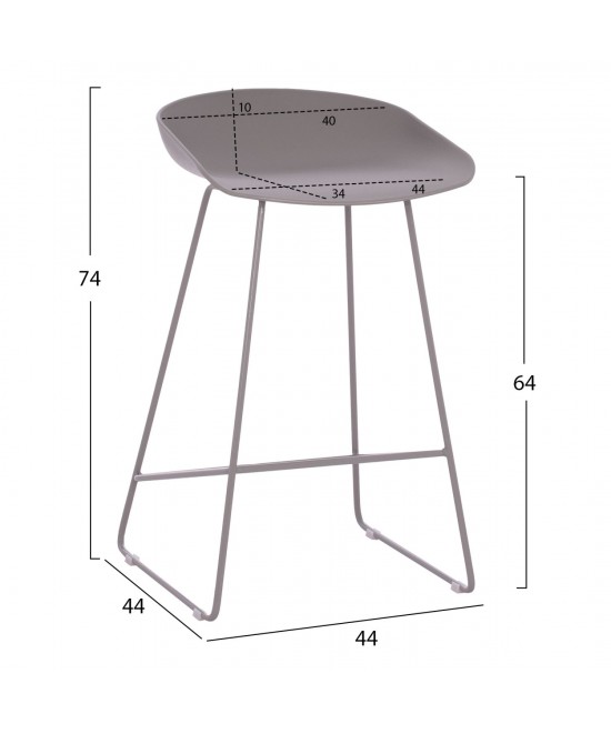 ΣΚΑΜΠΟ ΜΠΑΡ NAILA HM9299.10 ΓΚΡΙ ΜΕΣΑΙΟΥ ΥΨΟΥΣ 44x44x74Yεκ.