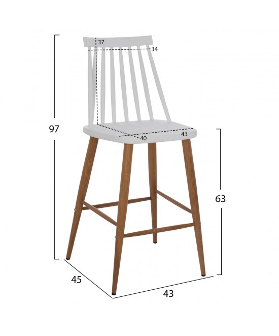 ΣΚΑΜΠΟ ΜΠΑΡ VANESSA HM9300.01 ΛΕΥΚΟ ΜΕΣΑΙΟΥ ΥΨΟΥΣ 43x45x97Υεκ.