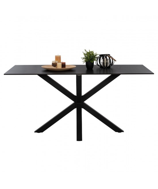 ΤΡΑΠΕΖΙ ΤΡΑΠΕΖΑΡΙΑΣ SYNTEC HM9308.01 SINTERED STONE ΜΑΥΡΟ ΜΕΤΑΛΛΙΚΑ ΠΟΔΙΑ 160x90x75Y εκ.
