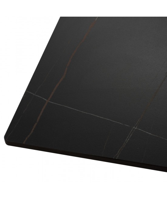 ΤΡΑΠΕΖΙ ΤΡΑΠΕΖΑΡΙΑΣ SYNTEC HM9308.01 SINTERED STONE ΜΑΥΡΟ ΜΕΤΑΛΛΙΚΑ ΠΟΔΙΑ 160x90x75Y εκ.