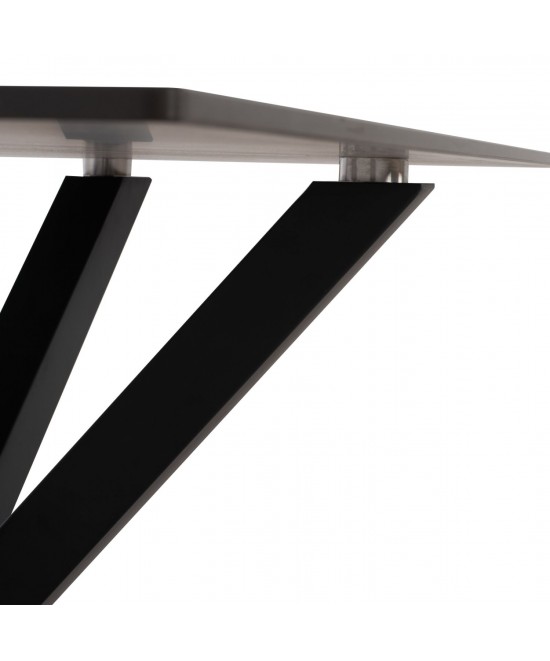ΤΡΑΠΕΖΙ ΤΡΑΠΕΖΑΡΙΑΣ SYNTEC HM9308.01 SINTERED STONE ΜΑΥΡΟ ΜΕΤΑΛΛΙΚΑ ΠΟΔΙΑ 160x90x75Y εκ.