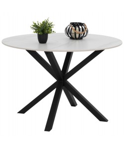 ΤΡΑΠΕΖΙ ΤΡΑΠΕΖΑΡΙΑΣ ΣΤΡΟΓΓΥΛΟ SYNTEC HM9309.02 SINTERED STONE ΛΕΥΚΟ ΜΕΤΑΛ.ΠΟΔΙΑ Φ115x75Y εκ.