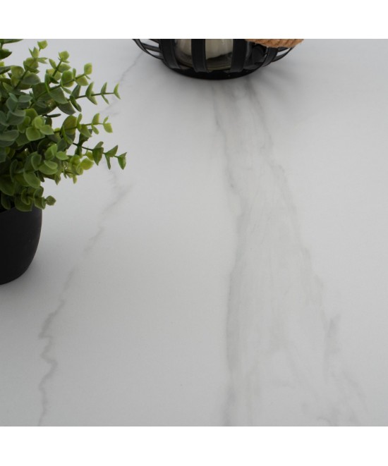 ΤΡΑΠΕΖΙ ΤΡΑΠΕΖΑΡΙΑΣ ΣΤΡΟΓΓΥΛΟ SYNTEC HM9309.02 SINTERED STONE ΛΕΥΚΟ ΜΕΤΑΛ.ΠΟΔΙΑ Φ115x75Y εκ.