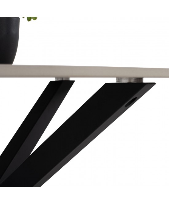 ΤΡΑΠΕΖΙ ΤΡΑΠΕΖΑΡΙΑΣ ΣΤΡΟΓΓΥΛΟ SYNTEC HM9309.02 SINTERED STONE ΛΕΥΚΟ ΜΕΤΑΛ.ΠΟΔΙΑ Φ115x75Y εκ.