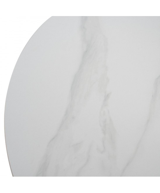 ΤΡΑΠΕΖΙ ΤΡΑΠΕΖΑΡΙΑΣ ΣΤΡΟΓΓΥΛΟ SYNTEC HM9309.02 SINTERED STONE ΛΕΥΚΟ ΜΕΤΑΛ.ΠΟΔΙΑ Φ115x75Y εκ.