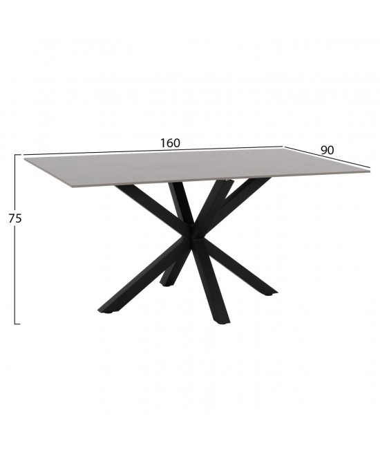 ΤΡΑΠΕΖΙ ΤΡΑΠΕΖΑΡΙΑΣ SYNTEC HM9308.03 SINTERED STONE ΓΚΡΙ ΜΕΤΑΛΛΙΚΑ ΠΟΔΙΑ 160x90x75Υεκ.