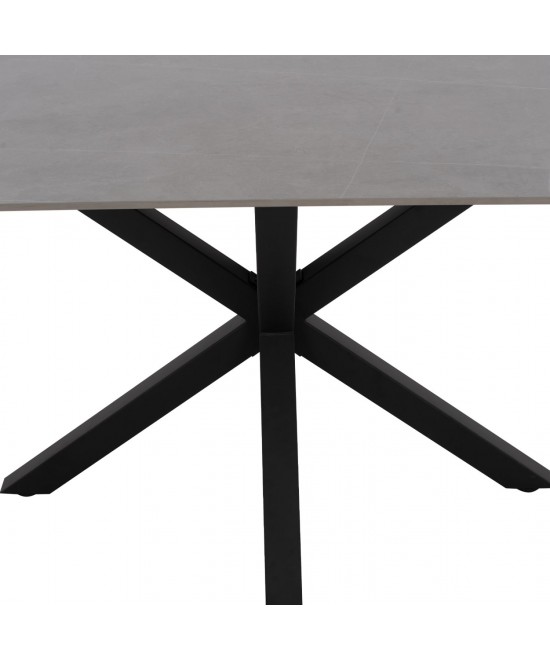 ΤΡΑΠΕΖΙ ΤΡΑΠΕΖΑΡΙΑΣ SYNTEC HM9308.03 SINTERED STONE ΓΚΡΙ ΜΕΤΑΛΛΙΚΑ ΠΟΔΙΑ 160x90x75Υεκ.
