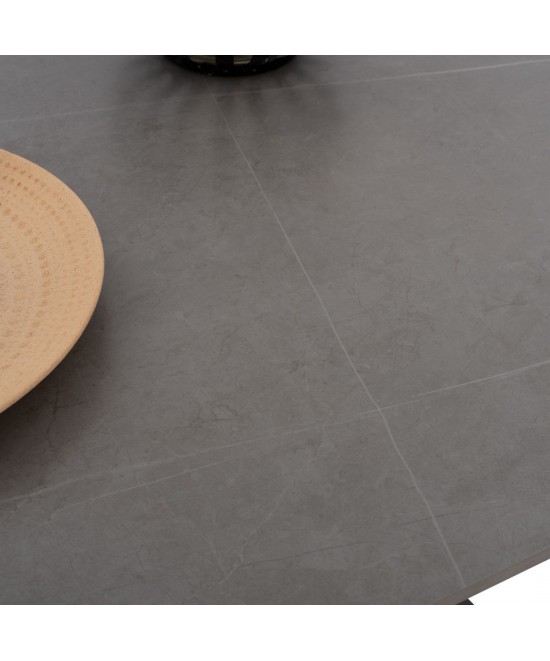 ΤΡΑΠΕΖΙ ΤΡΑΠΕΖΑΡΙΑΣ SYNTEC HM9308.03 SINTERED STONE ΓΚΡΙ ΜΕΤΑΛΛΙΚΑ ΠΟΔΙΑ 160x90x75Υεκ.