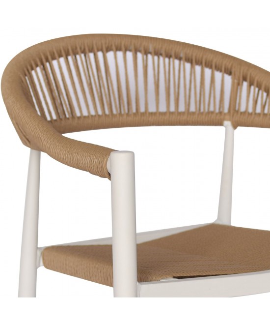 ΠΟΛΥΘΡΟΝΑ ΑΛΟΥΜΙΝΙΟΥ GRET HM5854.01 ΛΕΥΚΗ PE RATTAN ΜΠΕΖ 56x55,5x78Υεκ.