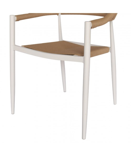 ΠΟΛΥΘΡΟΝΑ ΑΛΟΥΜΙΝΙΟΥ GRET HM5854.01 ΛΕΥΚΗ PE RATTAN ΜΠΕΖ 56x55,5x78Υεκ.