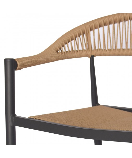 ΠΟΛΥΘΡΟΝΑ ΑΛΟΥΜΙΝΙΟΥ GRET HM5854.02 ΑΝΘΡΑΚΙ PΕ RATTAN ΜΠΕΖ 56x55,5x78Υ εκ.