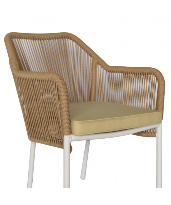 ΠΟΛΥΘΡΟΝΑ ΑΛΟΥΜΙΝΙΟΥ HM5855.01 ΛΕΥΚΟ ΜΕ ΣΧΟΙΝΙ WICKER PE ΜΠΕΖ 56x66x82 εκ.