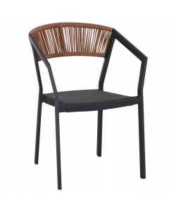 ΠΟΛΥΘΡΟΝΑ ΑΛΟΥΜΙΝΙΟΥ HM5891.01 ΑΝΘΡΑΚΙ ΣΚΕΛΕΤΟΣ&TEXTLINE-ΜΠΕΖ RATTAN 57x53x80Υ εκ.