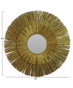 ΚΑΘΡΕΠΤΗΣ ΤΟΙΧΟΥ ΣΤΡΟΓΓΥΛΟΣ MENDONG GRASS ΠΛΑΙΣΙΟ ΣΕ ΧΡΩΜΑ ΧΡΥΣΟ Φ65εκ.HM7801