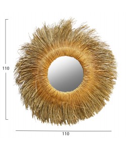 ΚΑΘΡΕΠΤΗΣ ΤΟΙΧΟΥ ΣΤΡΟΓΓΥΛΟΣ ME PANDAN GRASS ΧΡΩΜΑ ΦΥΣΙΚΟ-ΧΡΥΣΟ 110x5x110Yεκ.HM7743