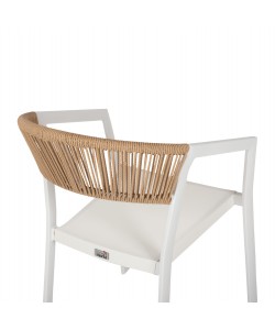 ΠΟΛΥΘΡΟΝΑ ΑΛΟΥΜΙΝΙΟΥ MIRI HM5891.02 ΛΕΥΚΟΣ ΣΚΕΛΕΤΟΣ&TEXTLINE-ΜΠΕΖ RATTAN 56x60x81,5Υ εκ.