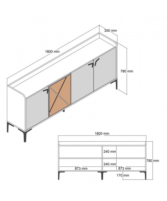 ΜΠΟΥΦΕΣ ΜΕΛΑΜΙΝΗΣ ΚΑΡΥΔΙ ΚΑΙ ΑΝΘΡΑΚΙ 180x35x78Yεκ. HM9433.01