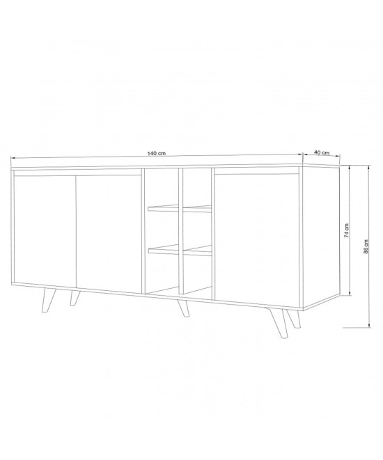 ΜΠΟΥΦΕΣ ΜΕΛΑΜΙΝΗΣ BRIAR ΚΑΡΥΔΙ ΜΕ ΛΕΥΚΕΣ ΠΟΡΤΕΣ 140x40x86Yεκ.HM9432.02