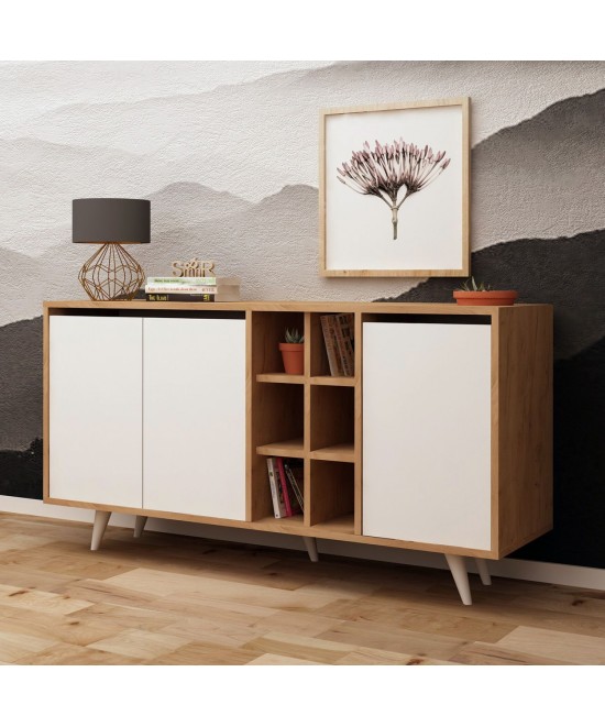 ΜΠΟΥΦΕΣ ΜΕΛΑΜΙΝΗΣ BRIAR ΚΑΡΥΔΙ ΜΕ ΛΕΥΚΕΣ ΠΟΡΤΕΣ 140x40x86Yεκ.HM9432.02