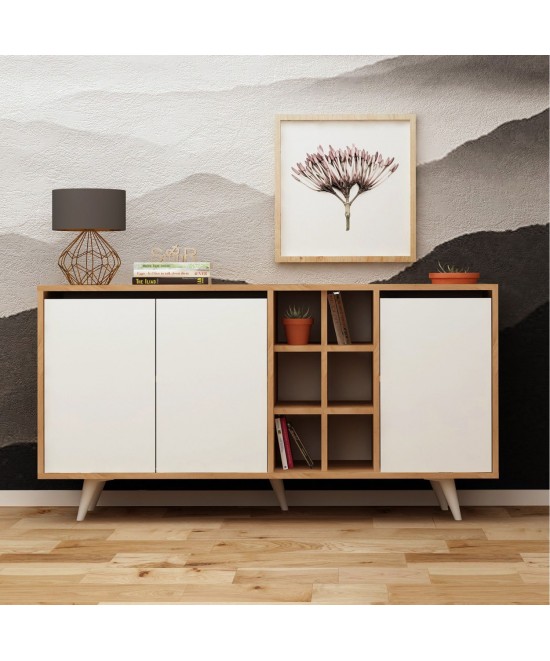 ΜΠΟΥΦΕΣ ΜΕΛΑΜΙΝΗΣ BRIAR ΚΑΡΥΔΙ ΜΕ ΛΕΥΚΕΣ ΠΟΡΤΕΣ 140x40x86Yεκ.HM9432.02