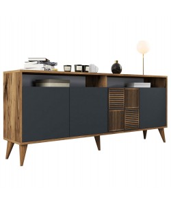 ΜΠΟΥΦΕΣ ΜΕΛΑΜΙΝΗΣ ΣΕ ΚΑΡΥΔΙ ΜΕ ΑΝΘΡΑΚΙ ΠΟΡΤΕΣ 180x35x78.6Υεκ.HM9431.01