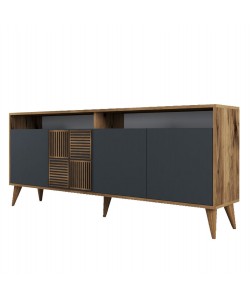 ΜΠΟΥΦΕΣ ΜΕΛΑΜΙΝΗΣ ΣΕ ΚΑΡΥΔΙ ΜΕ ΑΝΘΡΑΚΙ ΠΟΡΤΕΣ 180x35x78.6Υεκ.HM9431.01