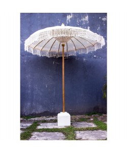 ΟΜΠΡΕΛΑ ΜΠΑΛΙΝΕΖΙΚΗ ΜΑΚΡΑΜΕ ΜΠΕΖ ΞΥΛO TEAK Φ200X250εκ. HM6035.01