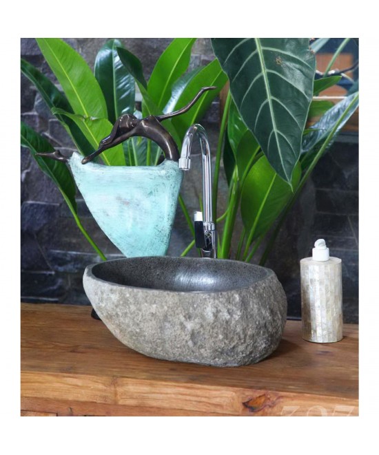 ΝΙΠΤΗΡΑΣ STONE SINK ΛΑΞΕΥΜΕΝΗ ΠΕΤΡΑ ΓΚΡΙ ΧΡΩΜΑ 40x40x20Yεκ.HM7807