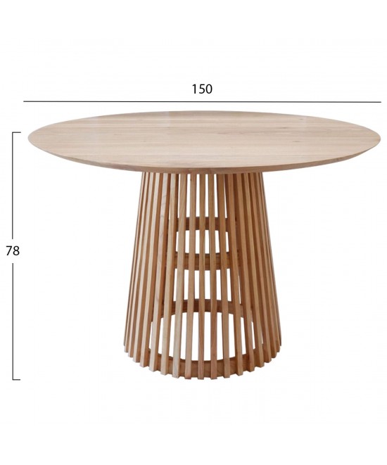 ΤΡΑΠΕΖΙ ΤΡΑΠΕΖΑΡΙΑΣ FRANTZ ΑΠΟ ΜΑΣΙΦ ΞΥΛΟ MINDI ΦΥΣΙΚΟ Φ150x78.5Yεκ.HM9457.01