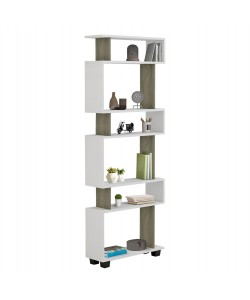 ΒΙΒΛΙΟΘΗΚΗ ΜΕΛΑΜΙΝΗΣ OWLOLIVE GREY ΛΕΥΚΟ 60x19,5x165Yεκ.HM8923.11