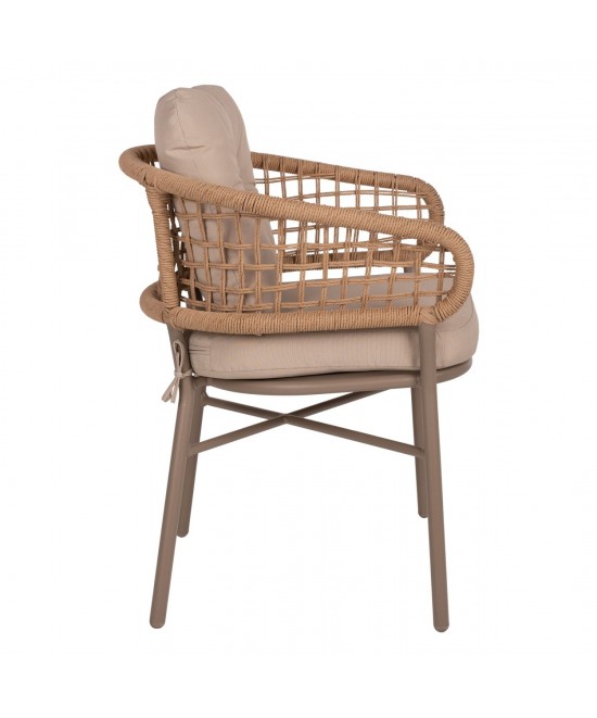 ΠΟΛΥΘΡΟΝΑ ΑΛΟΥΜΙΝΙΟΥ ΜΟΚΑ ΕΠΑΓΓΕΛΜ. RATTAN & ΜΑΞΙΛΑΡΙ ΜΠΕΖ HM5863.02 60x56x84 εκ.