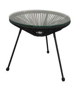 ΤΡΑΠΕΖΙ ΒΟΗΘΗΤΙΚΟ ALLEGRA ΕΠΑΓΓΕΛΜ. ΜΕΤΑΛΛΟ ΜΑΥΡΟ RATTAN ΜΑΥΡΟ HM5874.01 Φ47x45Yεκ.