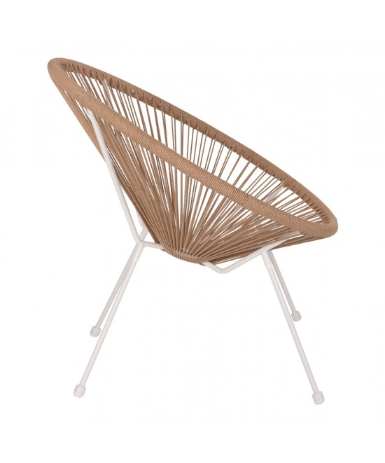 ΠΟΛΥΘΡΟΝΑ ACAPULCO Τ. ΦΩΛΙΑ ΜΕΤΑΛΛΟ ΛΕΥΚΟ ΜΕ TWISTED WICKER HM5871.02 70x73x79 εκ.