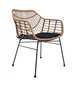 ΠΟΛΥΘΡΟΝΑ ΕΠΑΓΓΕΛΜΑΤΙΚΗ ΜΑΥΡΟ ΜΕΤΑΛΛΟ RATTAN ΜΠΕΖ & ΜΑΞΙΛΑΡΙ HM5864.01 58,5x60,5x80 εκ.