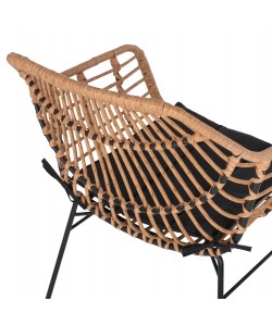 ΠΟΛΥΘΡΟΝΑ ΕΠΑΓΓΕΛΜΑΤΙΚΗ ΜΑΥΡΟ ΜΕΤΑΛΛΟ RATTAN ΜΠΕΖ & ΜΑΞΙΛΑΡΙ HM5864.01 58,5x60,5x80 εκ.