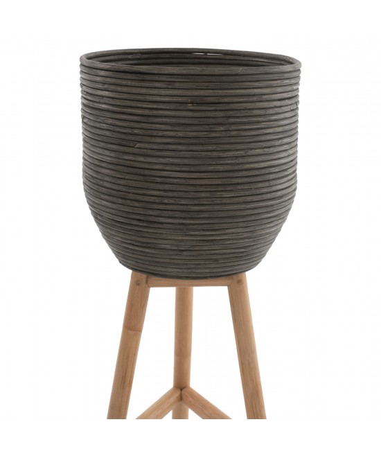 ΓΛΑΣΤΡΑ ΑΠΟ RATTAN ΚΑΙ BAMBOO HM7724 36Χ35Χ95Yεκ.ΦΥΣΙΚΟ - ΠΡΑΣΙΝΟ