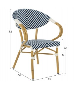 ΠΟΛΥΘΡΟΝΑ BAMBOO LOOK HM5861.02 ΜΠΛΕ-ΛΕΥΚΟ 59x56x82Yεκ.