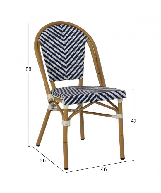 ΚΑΡΕΚΛΑ BAMBOO LOOK ΜΠΛΕ-ΛΕΥΚΟ HM5860.02 46x56x88Y εκ.