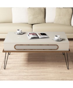 ΤΡΑΠΕΖΙ ΣΑΛΟΝΙΟΥ ΜΕΛΑΜΙΝΗΣ HM9500.03 ΣΕ ΕΚΡΟΥ-ΜΕΤΑΛΛΙΚΑ ΠΟΔΙΑ 105x56x45.8Υεκ.