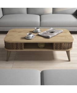 ΤΡΑΠΕΖΙ ΣΑΛΟΝΙΟΥ ΜΕΛΑΜΙΝΗΣ HM9501.01 ΣΕ ΦΥΣΙΚΟ ΟΑΚ 105x60x34.6Υεκ.