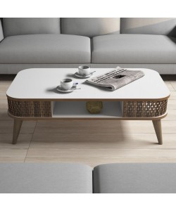 ΤΡΑΠΕΖΙ ΣΑΛΟΝΙΟΥ ΜΕΛΑΜΙΝΗΣ HM9501.03 ΣΕ ΛΕΥΚΟ ΚΑΙ ΚΑΡΥΔΙ ΧΡΩΜΑ 105x60x34.6Υ εκ.