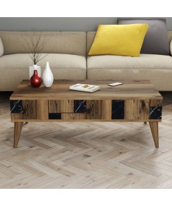 ΤΡΑΠΕΖΙ ΣΑΛΟΝΙΟΥ HM9504.02 ΜΕΛΑΜΙΝΗΣ ΚΑΡΥΔΙ-ΜΑΥΡΟ ΜΑΡΜΑΡΟ 105x60x37.6Υεκ.