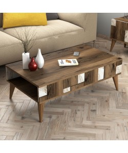 ΤΡΑΠΕΖΙ ΣΑΛΟΝΙΟΥ HM9504.03 ΜΕΛΑΜΙΝΗΣ ΚΑΡΥΔΙ-ΛΕΥΚΟ ΜΑΡΜΑΡΟ 105x60x37.6Υ εκ.